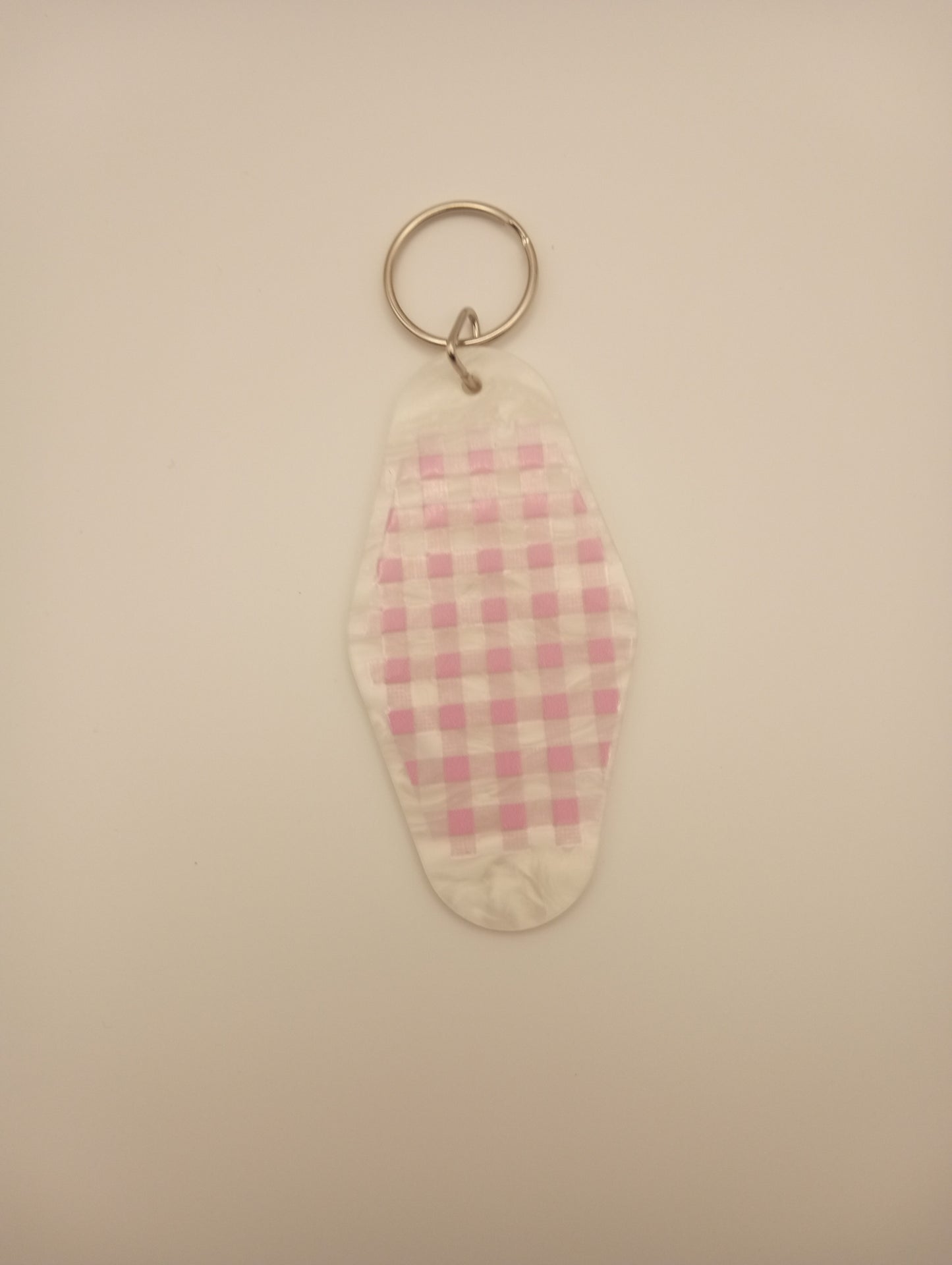 Pink checker keychain
