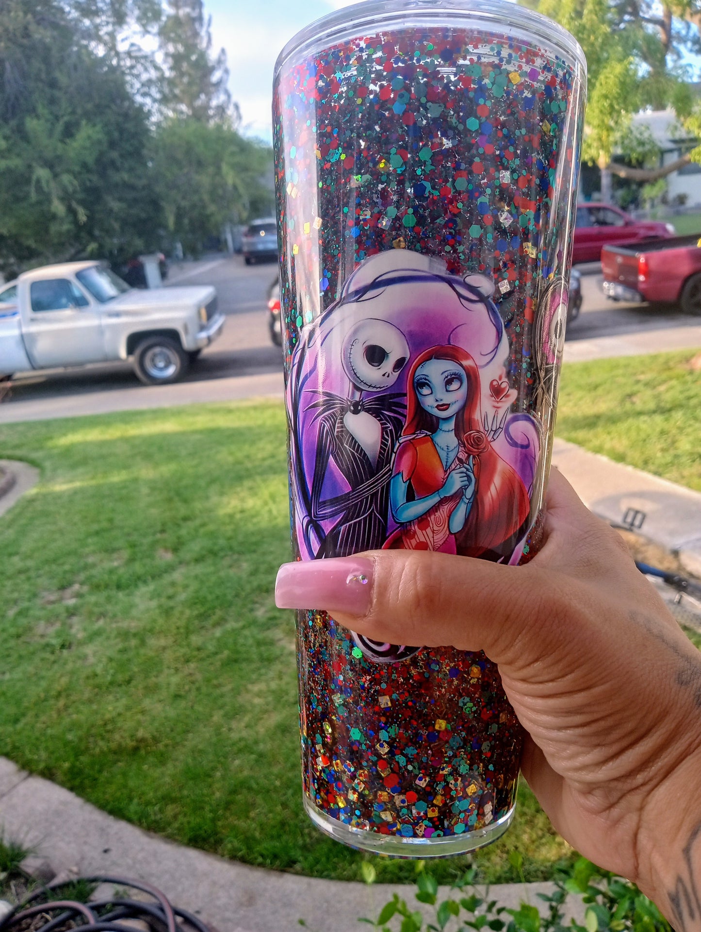 Jack & Sally Snowglobe Tumbler 24oz - Nightmare Before Christmas Theme