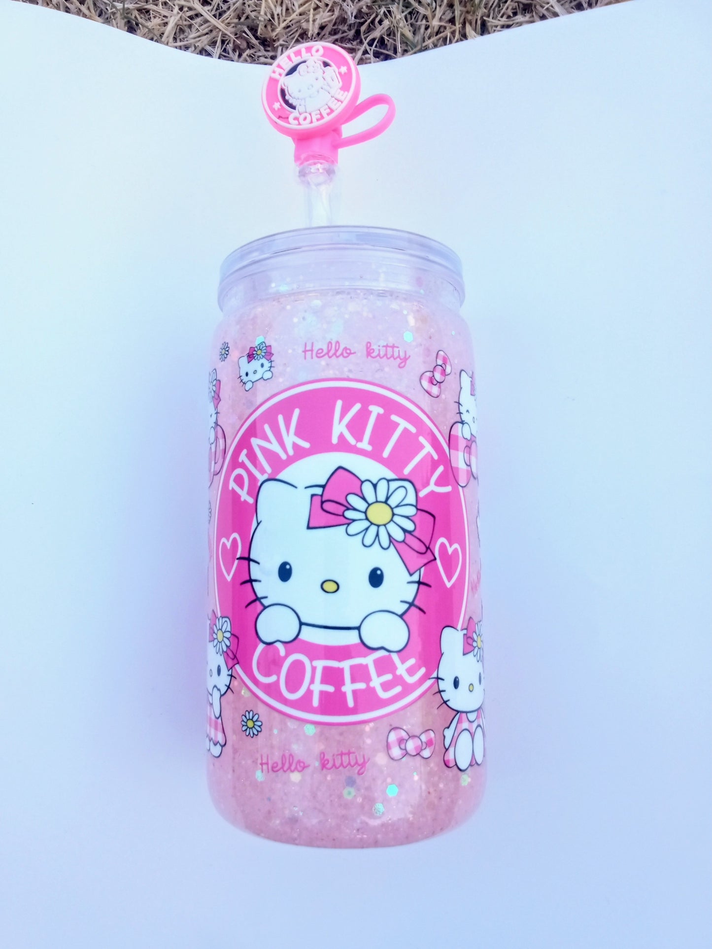 Hello Kitty Coffee Tumbler - 16oz Kawaii Travel Cup with Lid & Straw
