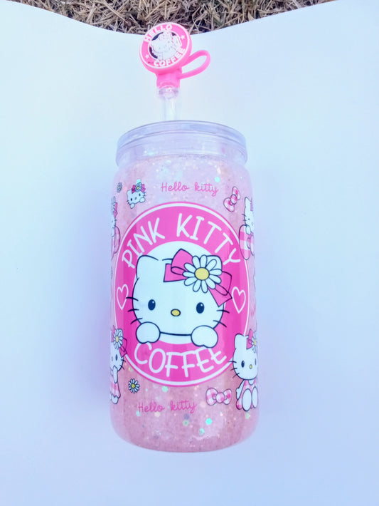 Hello Kitty Coffee Tumbler - 16oz Kawaii Travel Cup with Lid & Straw