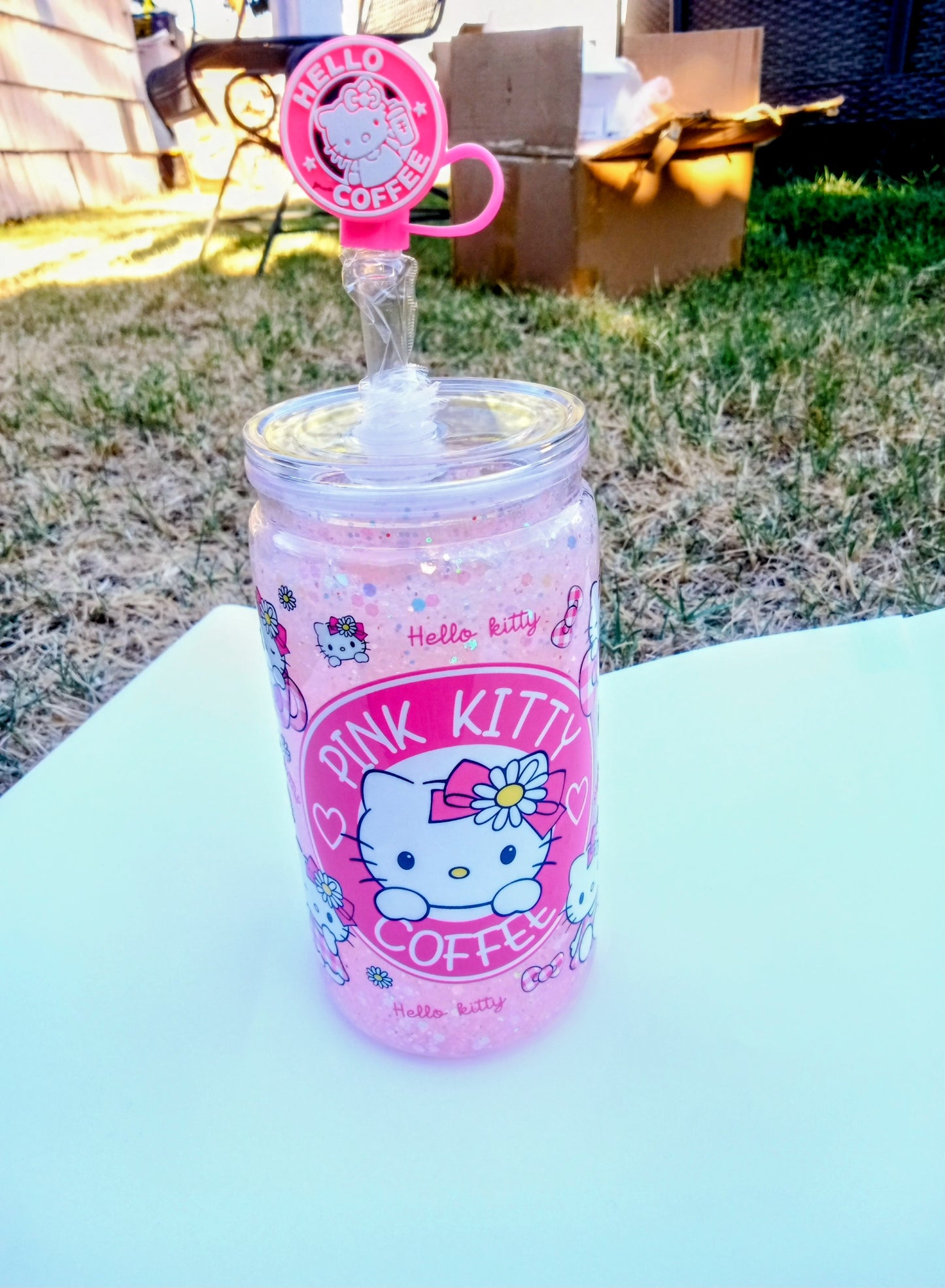 Hello Kitty Coffee Tumbler - 16oz Kawaii Travel Cup with Lid & Straw