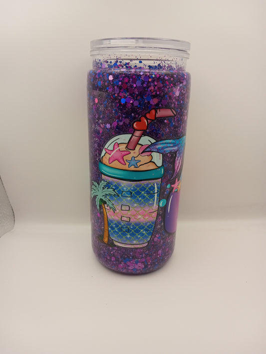 Mermaid Snowglobe Tumbler 20 oz -Ocean- Themed Travel Cup
