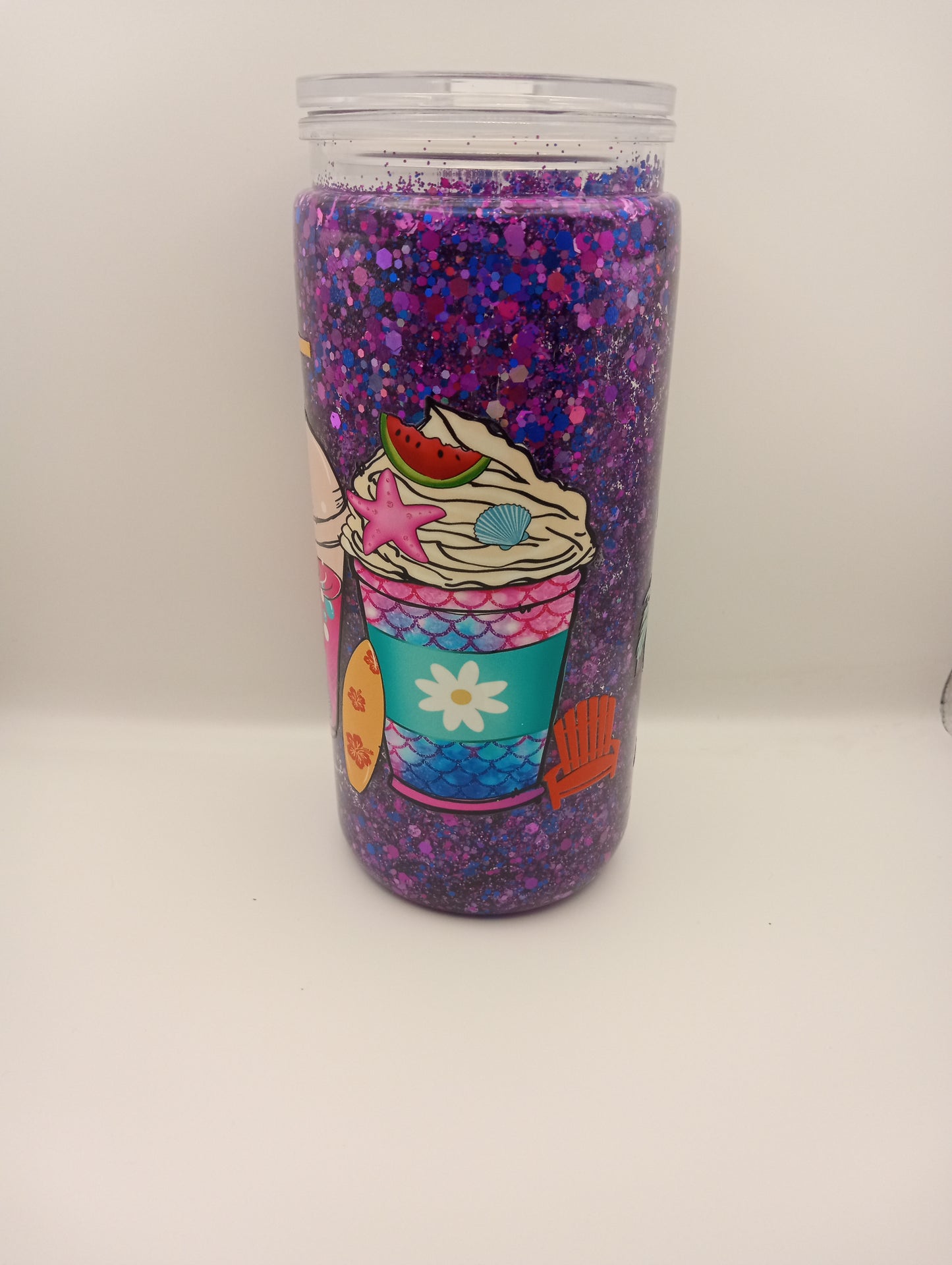 Mermaid Snowglobe Tumbler 20 oz -Ocean- Themed Travel Cup