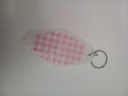 Pink checker keychain