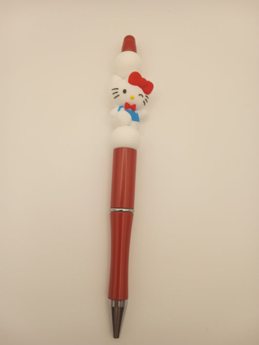 Hello Kitty Red Pen with White Beads - Kawaii Writing