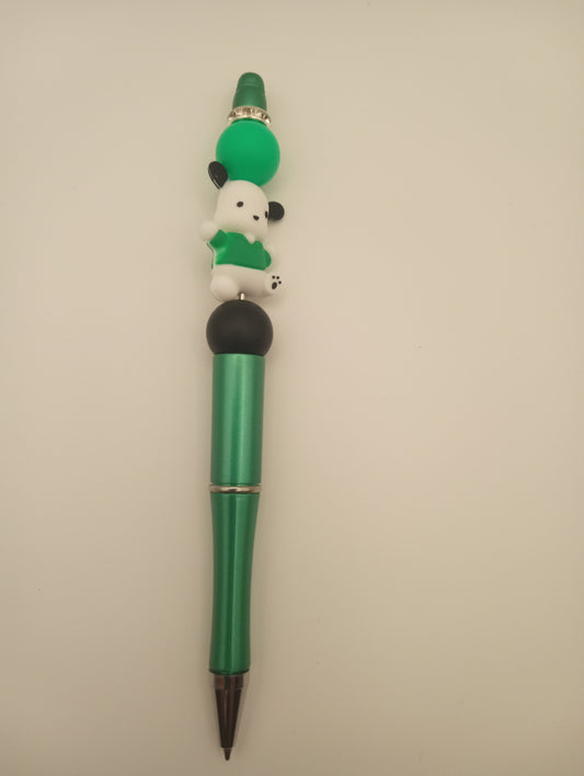 Pochacco Green Pen with Beads - Sporty Puppy Kawaii Writing