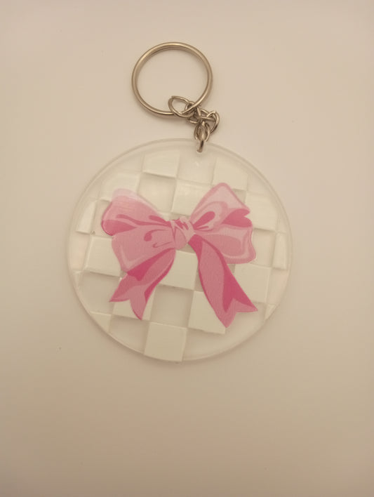 Bow Checker Keychain - Timeless Pattern Meets Elegant Bow