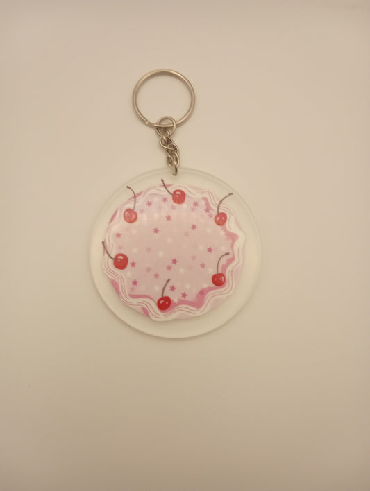 Cherry Dessert Keychain - Sweet Whipped Cream Delight