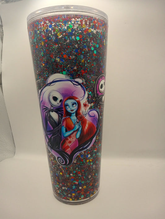 Jack & Sally Snowglobe Tumbler 24oz - Nightmare Before Christmas Theme